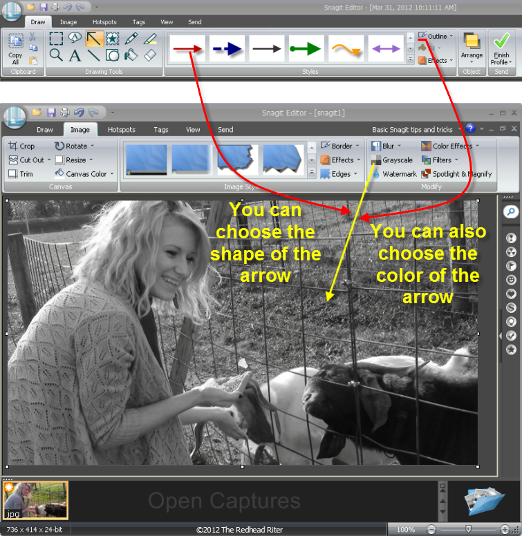 Snagit draw-arrows, image-grayscale
