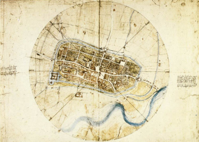 Town plan of Imola da Vinci