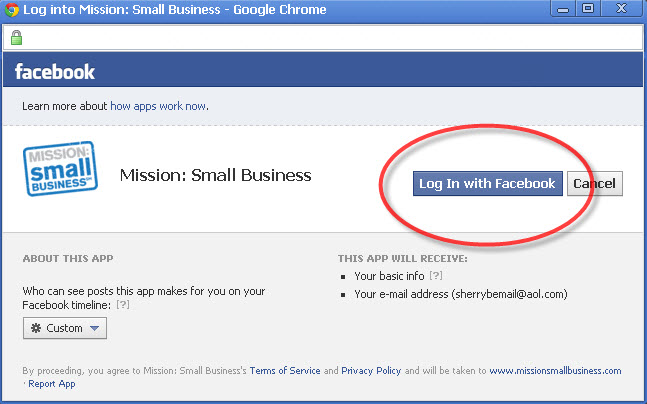 mission small business facebook application