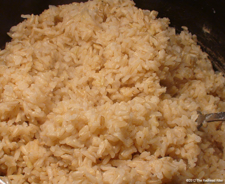 brown cooked long grain rice