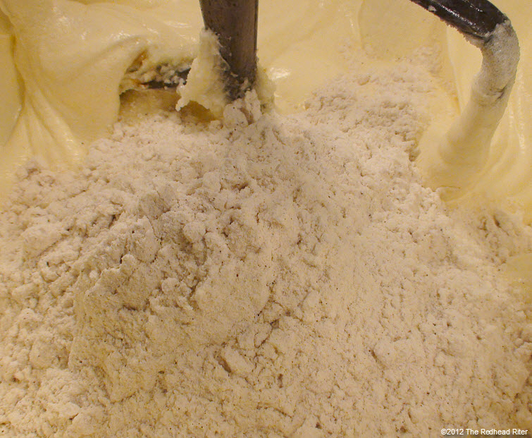 flour mixture to creamy batter 10