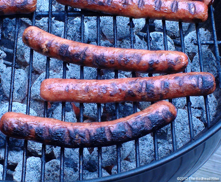 hot dogs on the grill