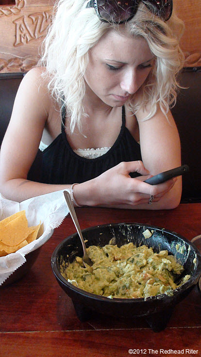 texting while waiting for lunch