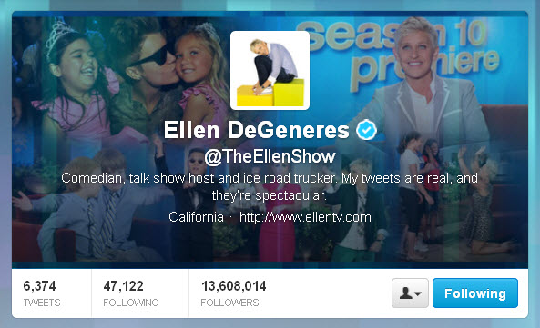 Ellen DeGeneres @TheEllenShow Twitter header