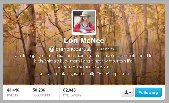 Lori McNee @lorimcneeartist Twitter header