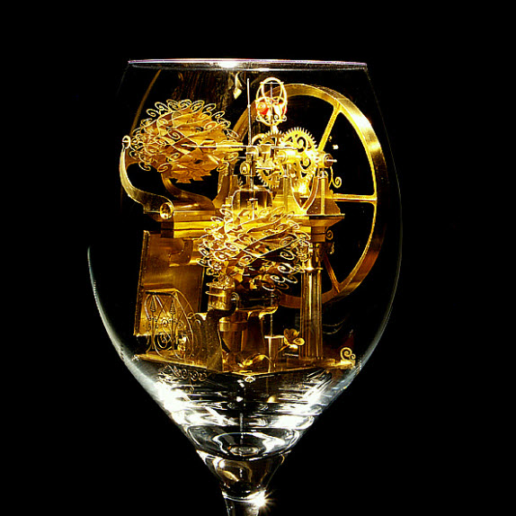 Syzmon Klimek Artist Miniature Mechanical Creations In Wine Glasses 3