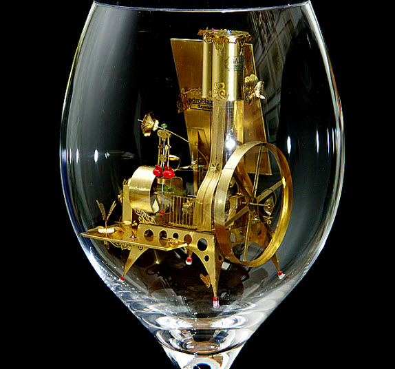 Syzmon Klimek Artist Miniature Mechanical Creations In Wine Glasses 5