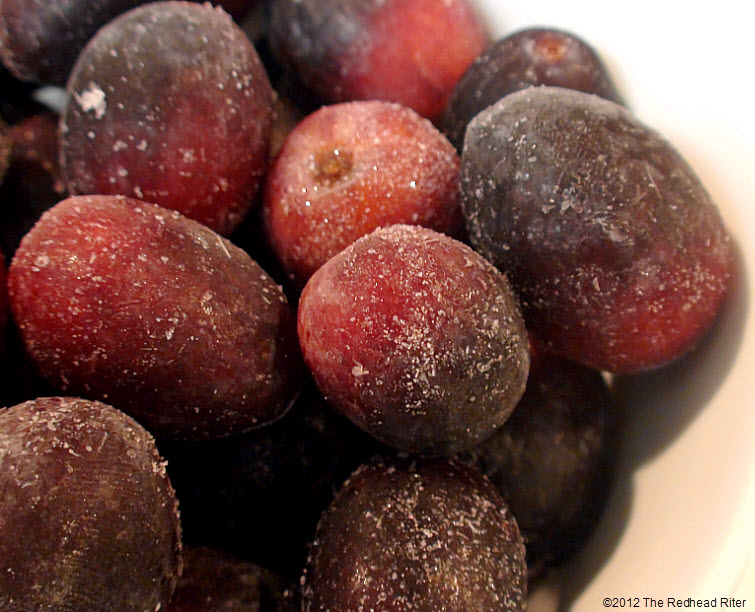 frozen seedless black grapes icy