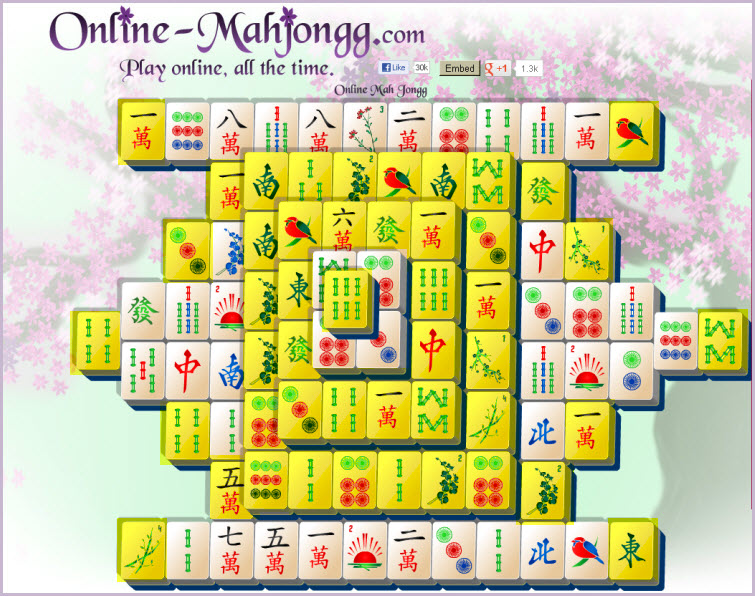 Online Mahjong Game available tiles