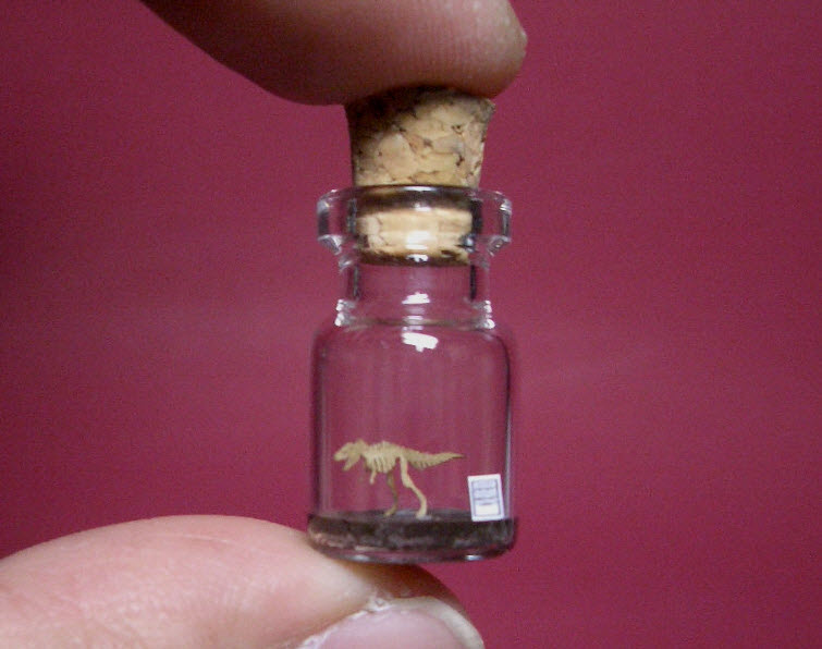 Tyrannosaurus T-Rex in a tiny bottle
