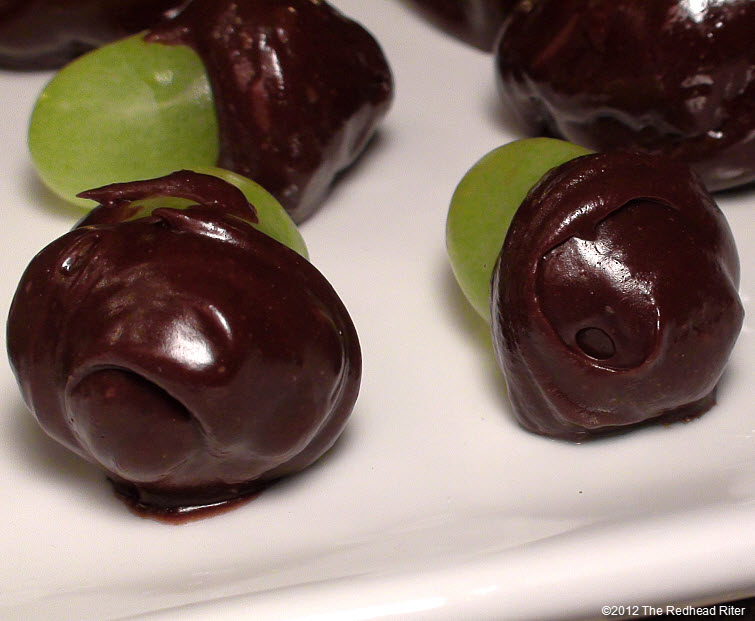 chocolate covered green seedless grapes