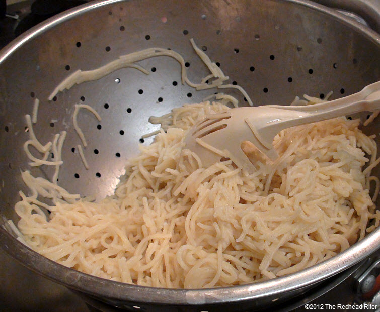 draining grain free gluten free  spaghetti noodles