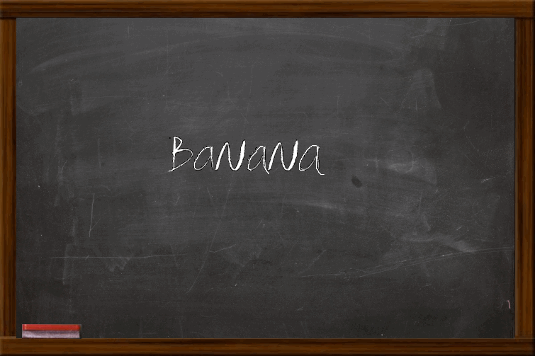 black chalkboard banana white chalk