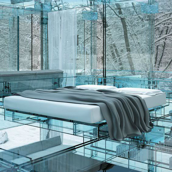 Glass House Glass Bed Santambrogio