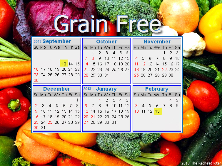 grain free 6 month calendar