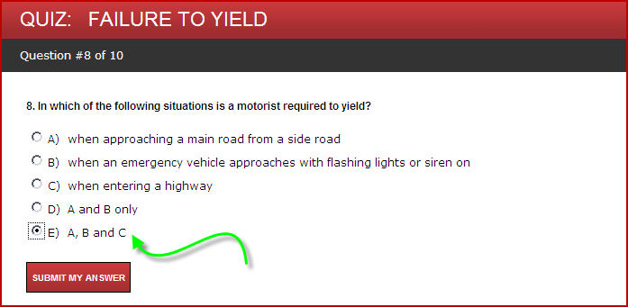 driving test failure to yield 6