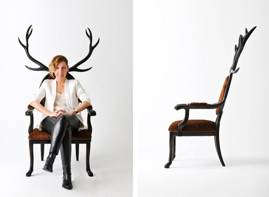 Artist Merve Kahraman antlers chair 2
