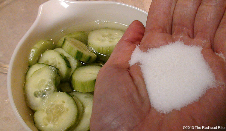 cucumbers peeled add salt
