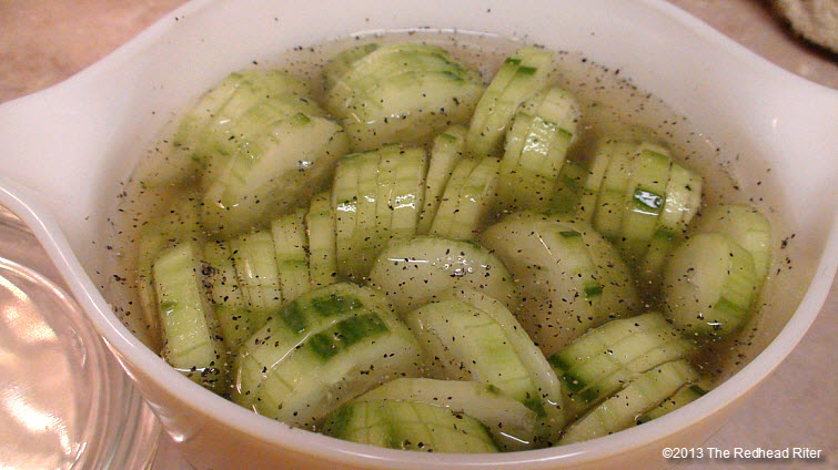 cucumbers peeled add vinegar