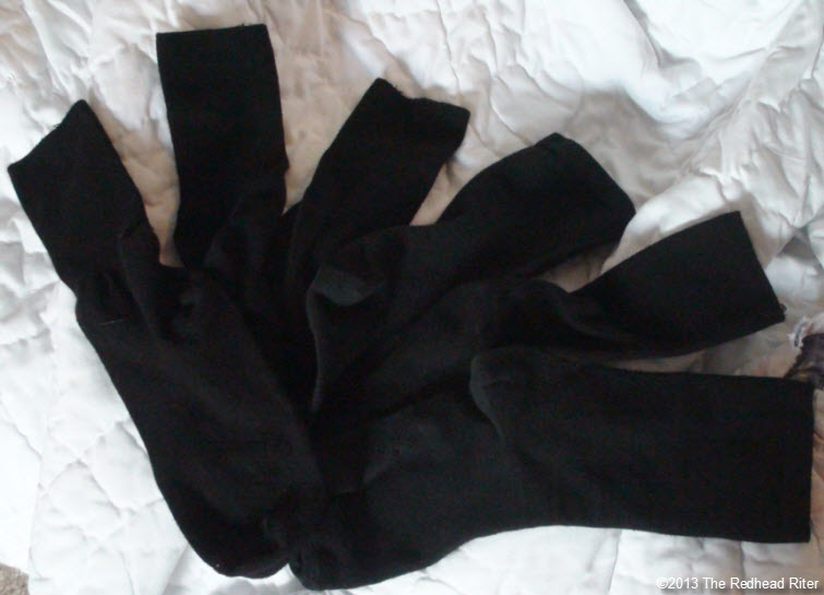 6 black socks after drying