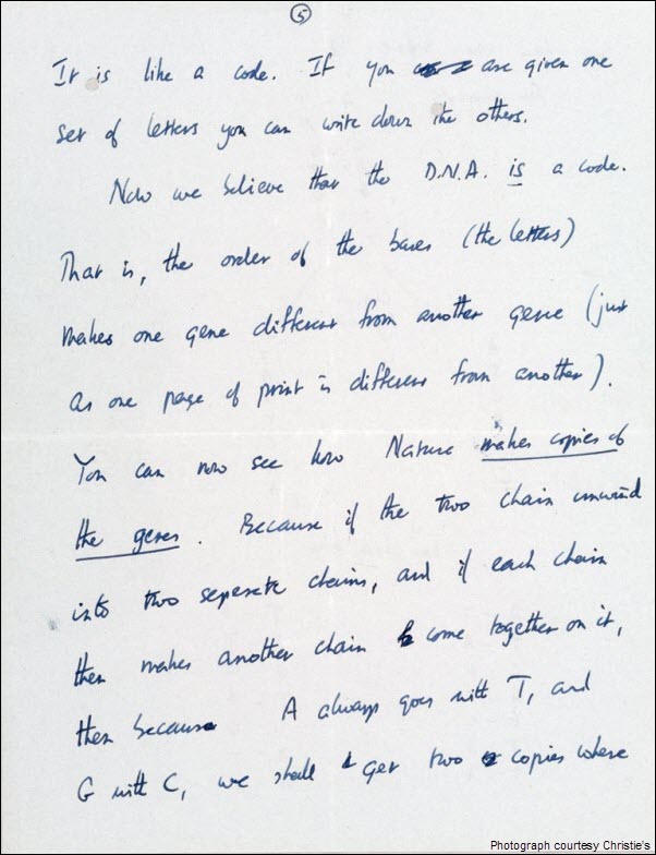 Francis Crick DNA Discovery Letter pg 5
