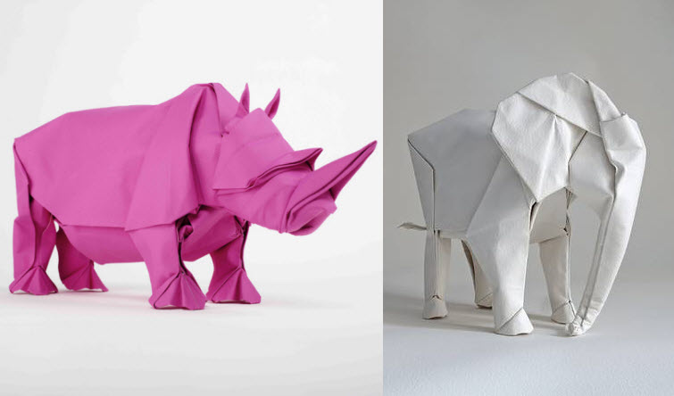 origami artist mobano origami elephant rhino