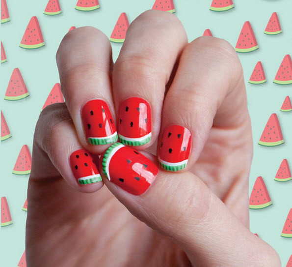 fingernail humor art watermelon picnic