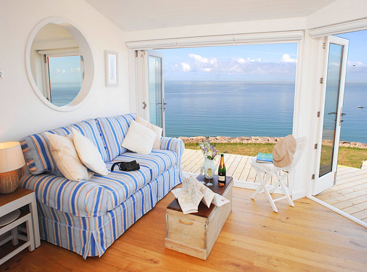 beach house living room ocean view The Edge Whitsand Bay, Cornwall