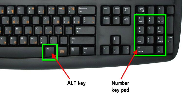 computer desktop keyboard alt number pad