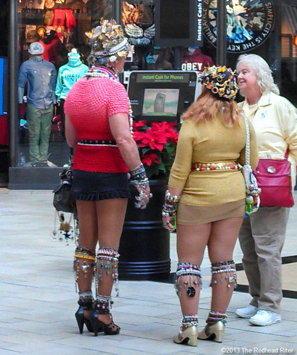 oddly dressed people in mall