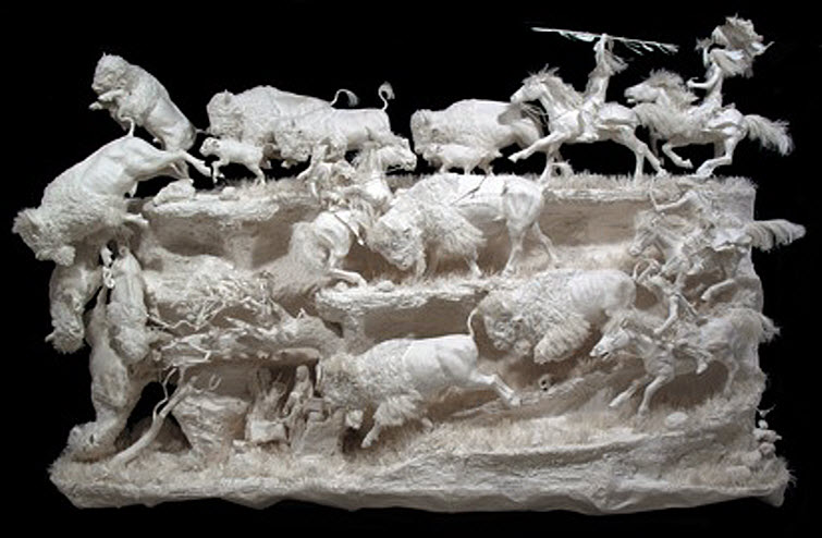 Paper Artists Eckman Cool Cast Paper Art Sculptures Prairie Edge Hunt 55,000