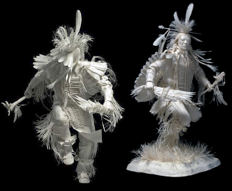 Paper Artists Eckman Cool Cast Paper Art Sculptures Traditional-Dancer-Powwow