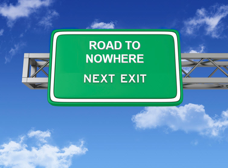 ROAD TO NOWHERE INTERSTATE SIGN