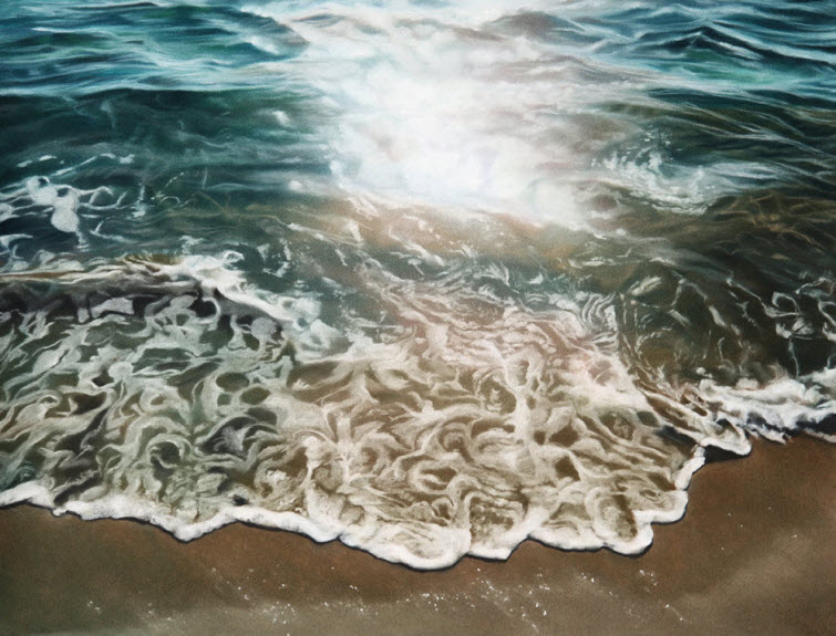 Zaria Forman Israel #5 water beach splash soft pastel on paper