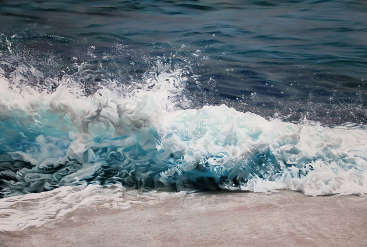 Zaria Forman Maldives #6 water  waves beach splash soft pastel on paper