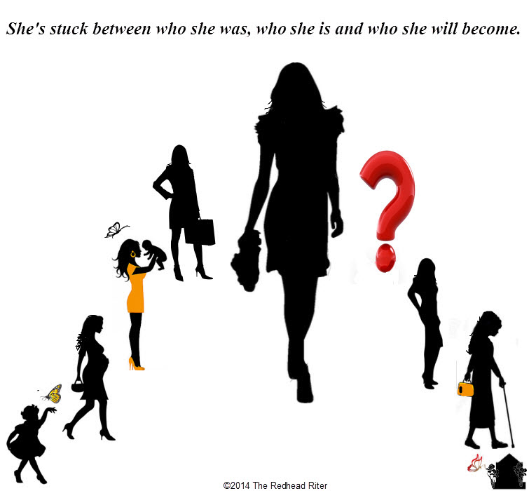 silhouette woman stages of life getting unstuck was is now will be