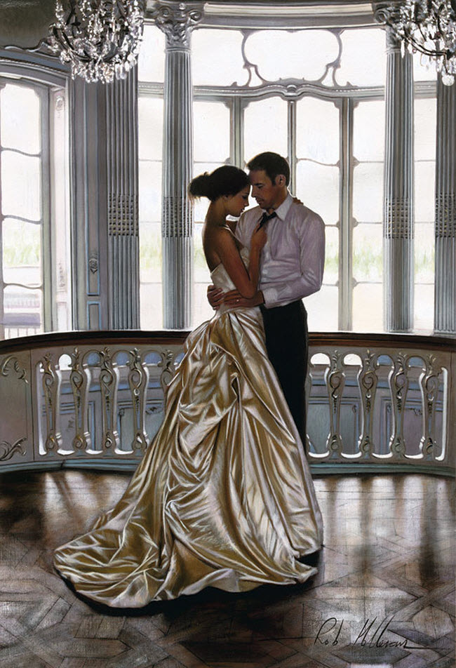 Artist Ron Hefferans Photorealistic Glamorous Oil Paintings wedding couple