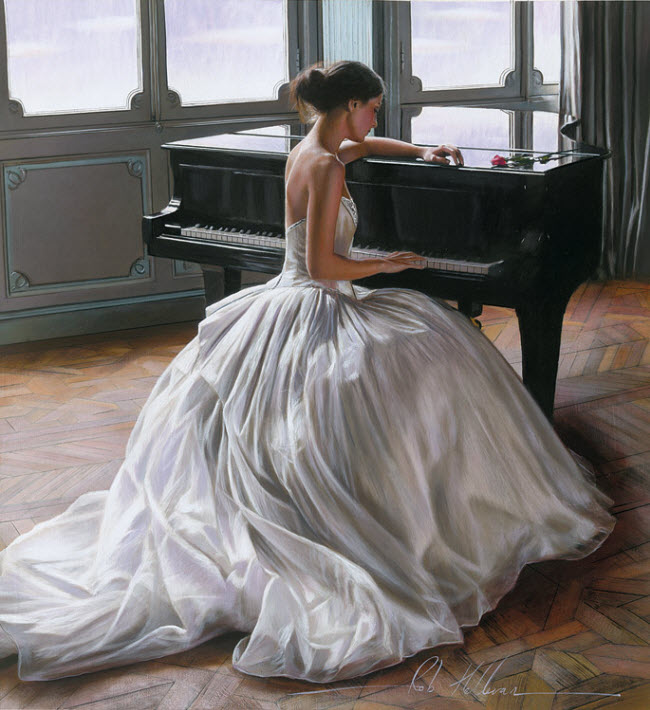 Artist Ron Hefferans Photorealistic Glamorous Oil Paintings wedding dress back