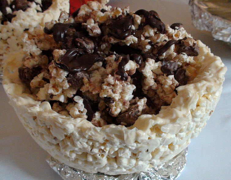 Edible Chocolate Covered Popcorn Bowl With Chocolate Candy Covered Popcorn Filling15