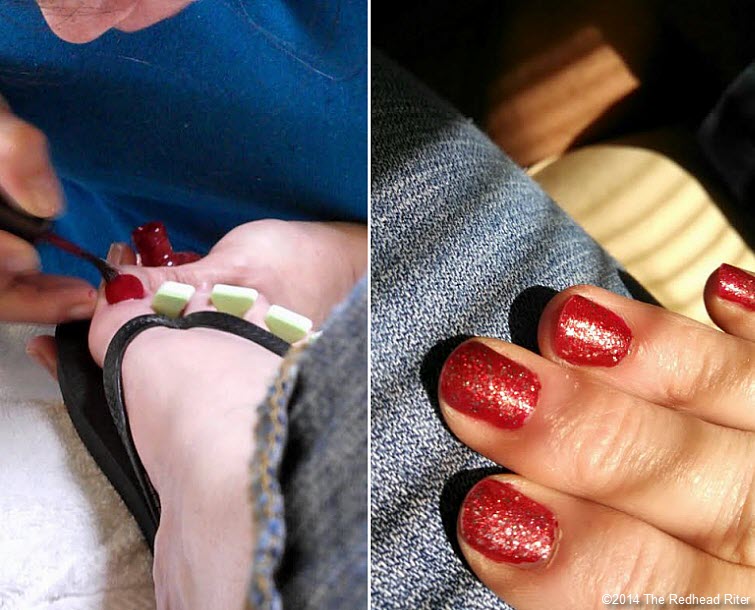 toenails and fingernails painted red