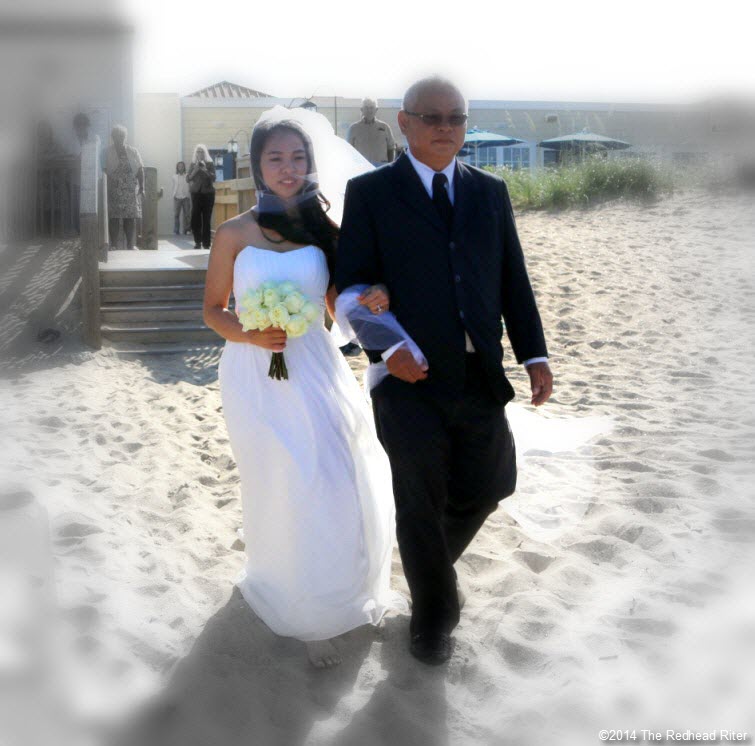 3 bride and father Outer Banks Beach Wedding