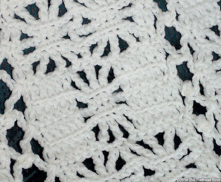 crocheted afghan cream lace appearance closeup