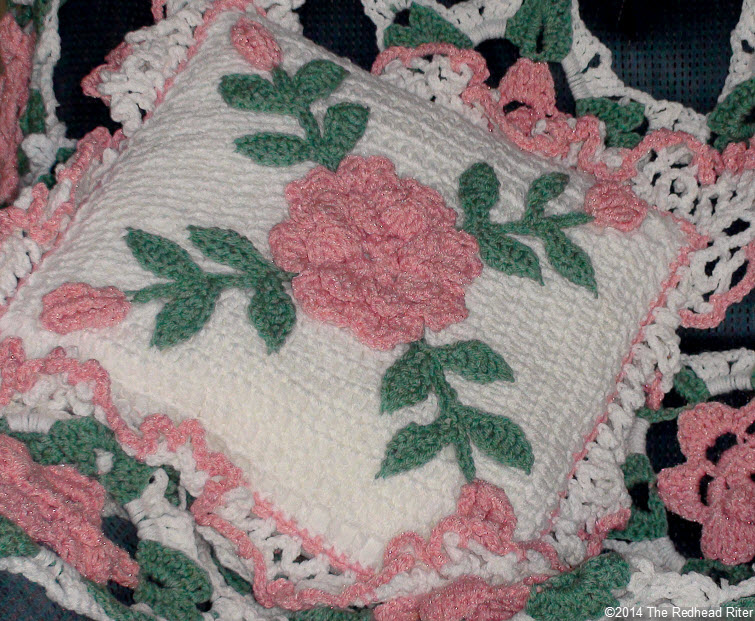 crocheted afghan open pillow