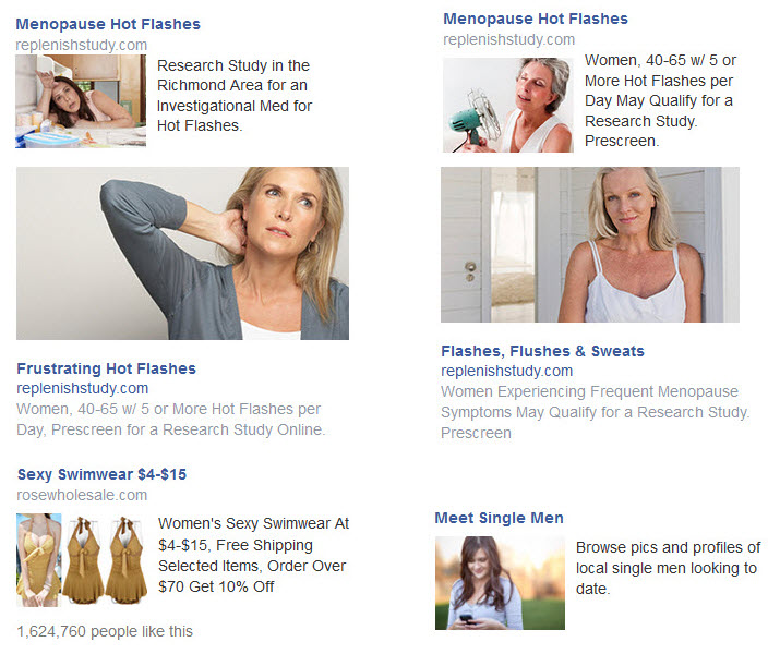 menopause single men facebook ads privacy issues