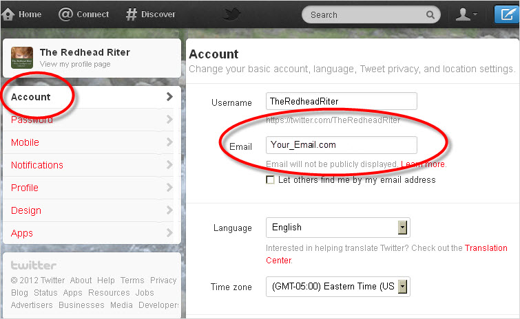 Twitter Account Settings Change Email