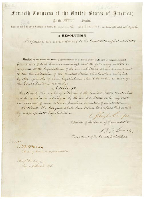 15th Amendment Of the Constitution of the United States of America