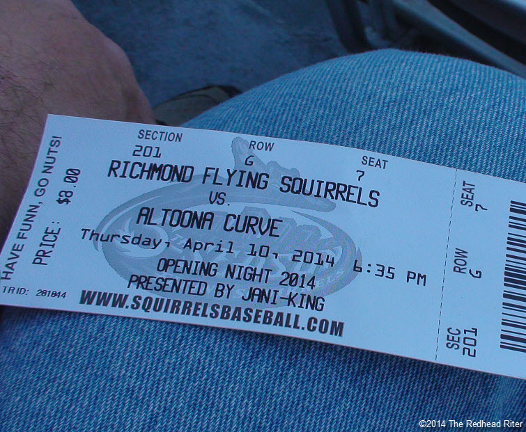 1 flying squirrels opening night baseball ticket