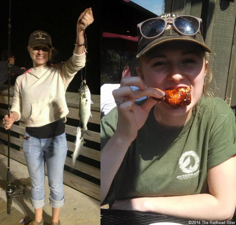 the redhead riters daughter, alyssa, fishing and chicken wings