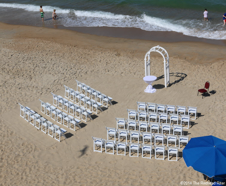 1 setting up Outer Banks Beach Wedding